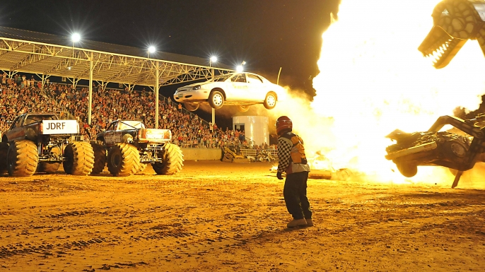 Dr Danger Car Jump with Megasaurus in Woodward OK